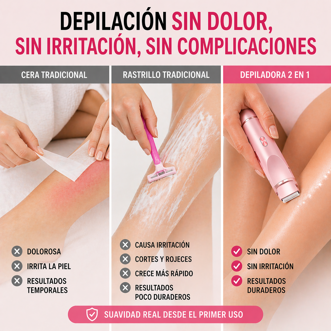 SILKTRIM - Piel suave en minutos, sin dolor ni irritación