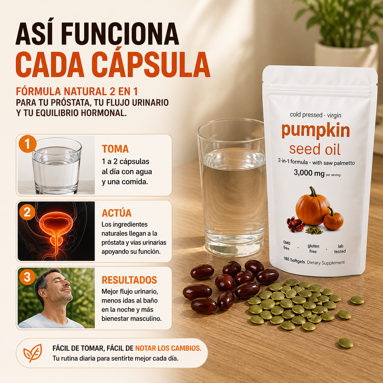 Aceite Semilla Calabaza - Duerme sin interrupciones y mejora tu flujo urinario de forma natural