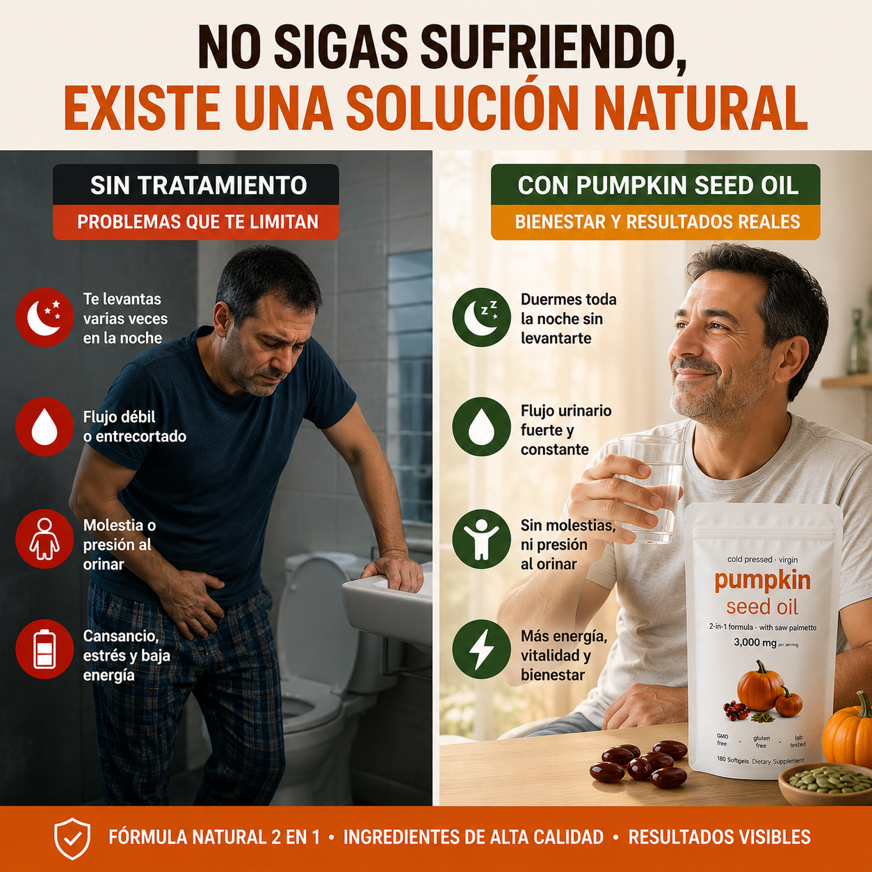 Aceite Semilla Calabaza - Duerme sin interrupciones y mejora tu flujo urinario de forma natural