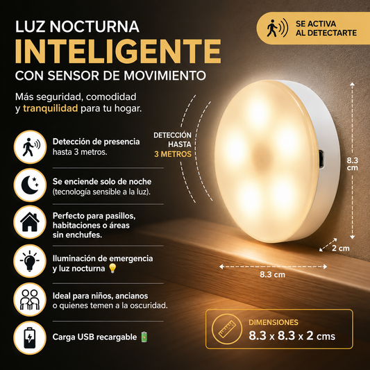 Lámpara LED Recargable con Sensor Movimiento